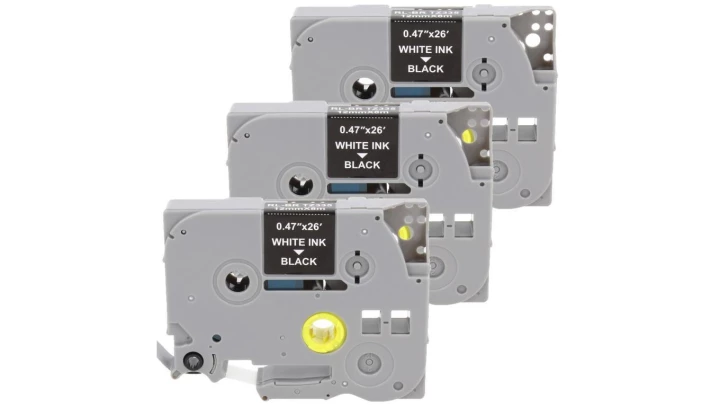 Taśma 3x Tze-335 do drukarki Brother 12mm 8m czarna taśma biały nadruk