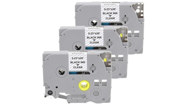 Taśma 3x Tze-111 do drukarki Brother 6mm 8m przeźroczysta taśma czarny nadruk