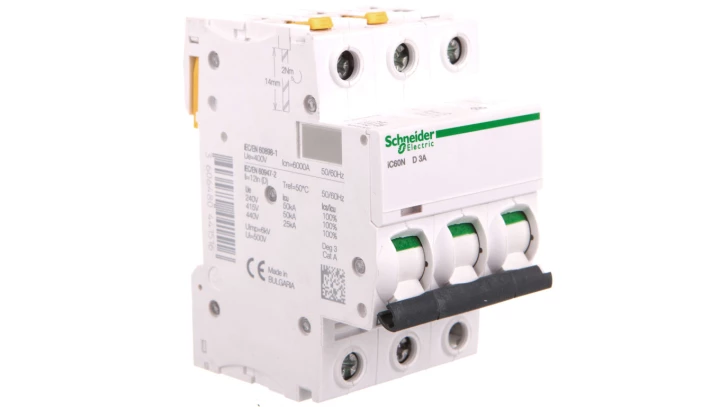 Wyłącznik nadprądowy 3P D 3A 6kA AC iC60N-D3-3 A9F05303