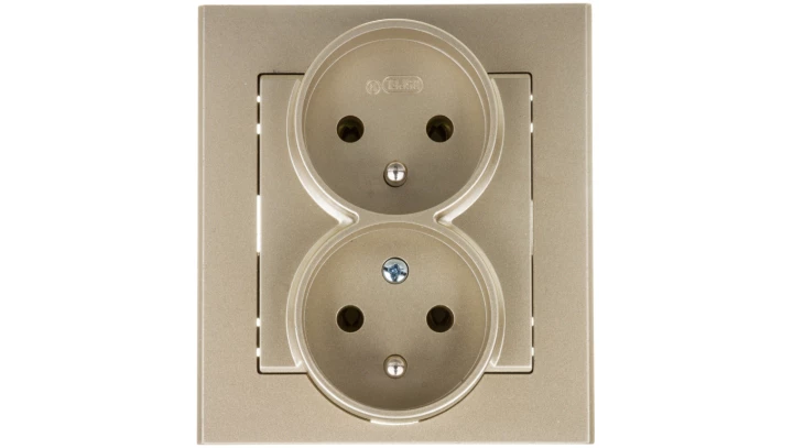 SONATA Gniazdo podwójne z/u z niezmiennością faz szampański złoty GP-2RC/39