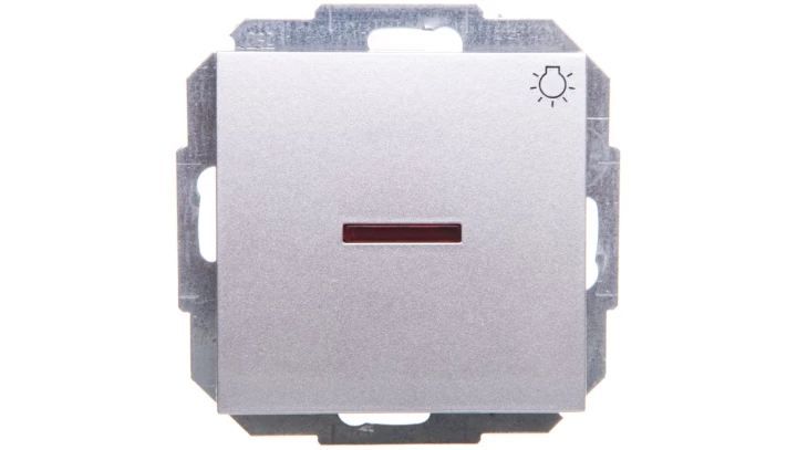 Sentia Przycisk “światło” 10A z podświetleniem srebrny połysk 1426-56