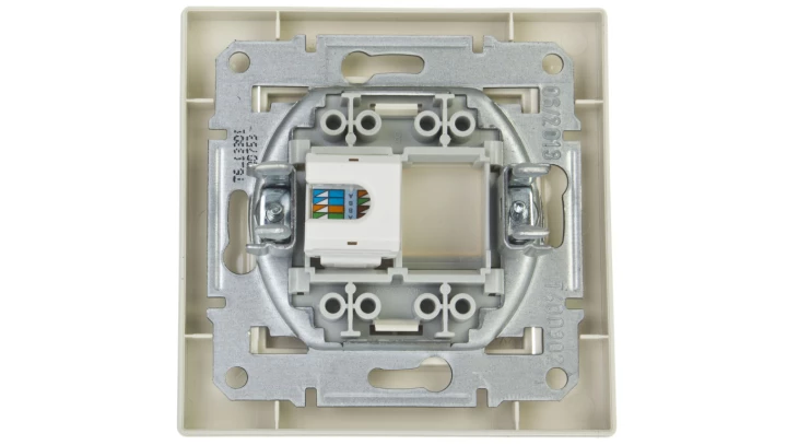 Gniazdo komputerowe Asfora pojedyncze RJ45 kat.5e kremowe z ramką EPH4300123