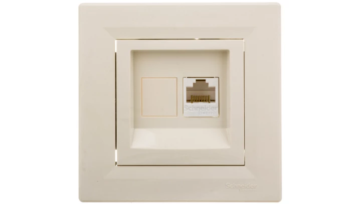 Gniazdo komputerowe Asfora pojedyncze RJ45 kat.6 kremowe z ramką EPH4700123