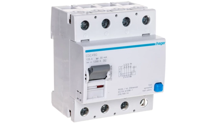 Wyłącznik różnicowoprądowy 4P 125A 0,03A typ AC CDC490