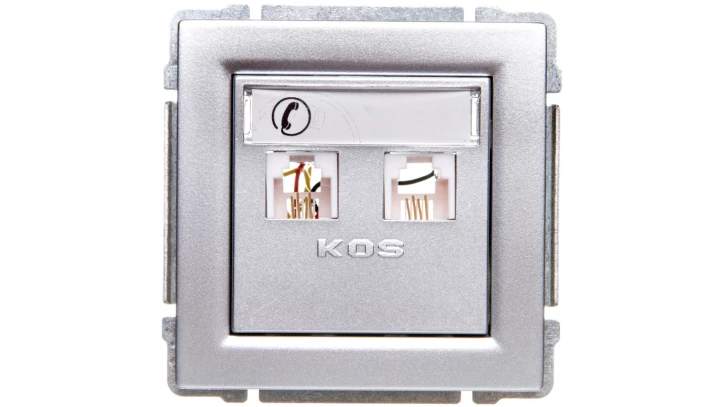 KOS66 Gniazdo telefoniczne podwójne 2xRJ11 aluminium 664064