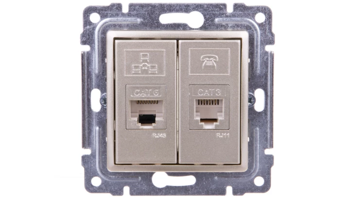 VENA Gniazdo teleinformatyczne RJ45 kat.5e nieekranowane + RJ11 satyna 515069