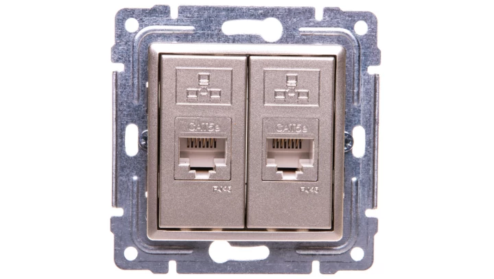 VENA Gniazdo komputerowe podwójne 2xRJ45 kat.5e nieekranowane satyna 515067