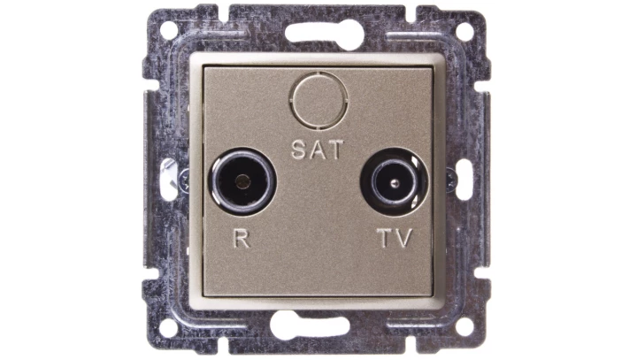 VENA Gniazdo antenowe RTV przelotowe 8dB satyna 515074