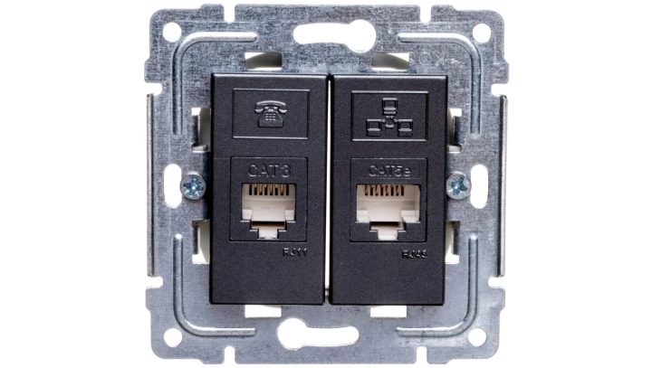 DANTE Gniazdo teleinformatyczne RJ45 kat.5e nieekranowane + RJ11 grafit 456069
