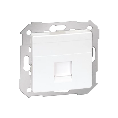Simon 82 Pokrywa gniazda komputerowego pojedynczego RJ45 płaska z adapterem o przesłoną biała 82005-30