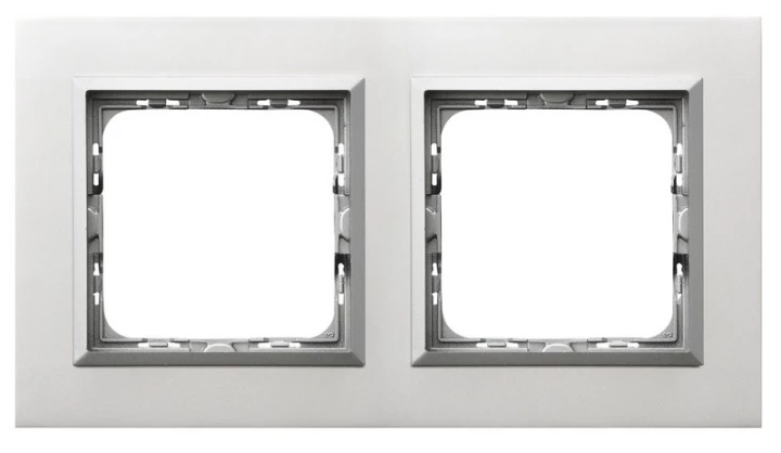 SONATA Ramka podwójna aluminium / srebrna matal R-2RAC/35/38