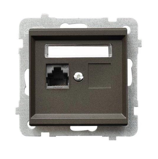 SONATA Gniazdo komputerowe pojedyncze RJ45 kat.5e czekoladowy metalik KRONE GPK-1R/K/m/40