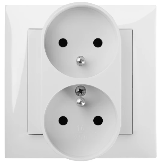 Sentia Gniazdo podwójne z/u 16A IP20 białe 1443-10