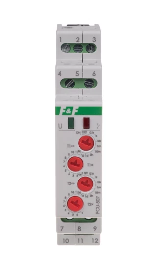 Przekaźnik czasowy 2P 8A 0,1sek-576h 230V AC opóźnione załączenie/wyłączenie - cykliczne PCU-507