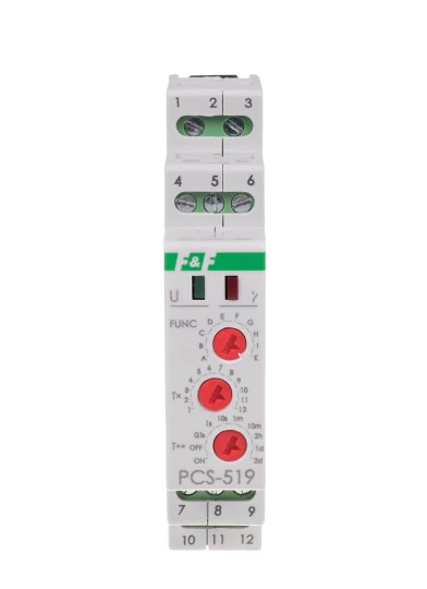 Przekaźnik czasowy 2P 8A 0,1sek-576h 230V AC, 24V AC/DC wielofunkcyjny PCS-519DUO