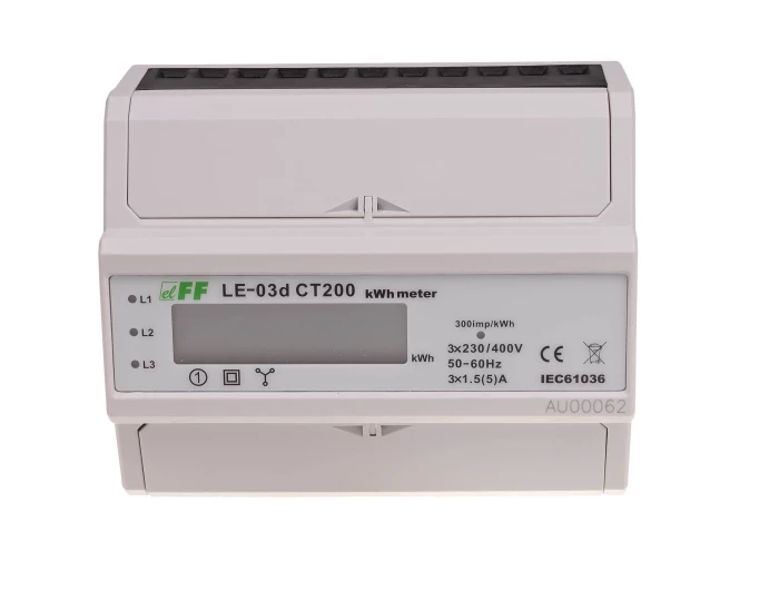 Licznik energii elektrycznej 3-fazowy 5A 230/400V do współpracy z przekładnikiem 200/5A wyświetlacz LCD LE03D-CT200