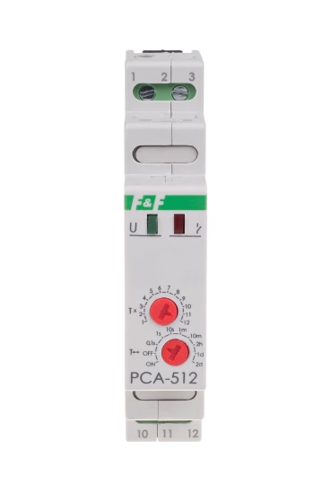 Przekaźnik czasowy 1P 10A 0,1sek-576h 24V AC/DC opóźnione wyłączenie PCA-512-24V