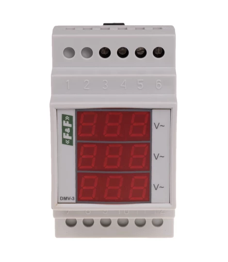 Woltomierz 3-fazowy cyfrowy modułowy 100-300V AC dokładność 1 DMV-3RMS