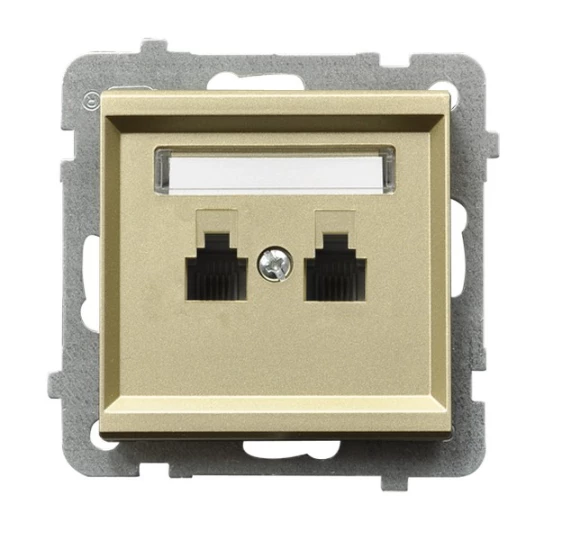 SONATA Gniazdo telefoniczne podwójne RJ11 niezależne szampański złoty GPT-2RN/m/39