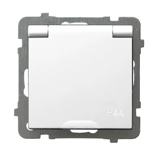 AS Gniazdo bryzgoszczelne z/u Schuko IP44 klapka biała GPH-1GS/m/00/w