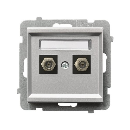 SONATA Gniazdo antenowe podwójne typu F srebro mat GPA-2RF/m/38