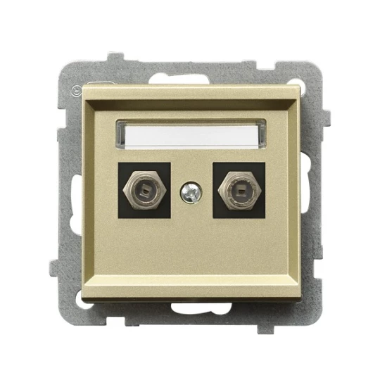 SONATA Gniazdo antenowe podwójne typu F szampański złoty GPA-2RF/m/39