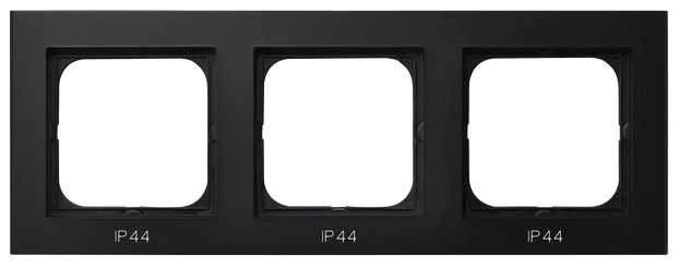 SONATA Ramka potrójna do łączników IP44 czarny metalik RH-3R/33