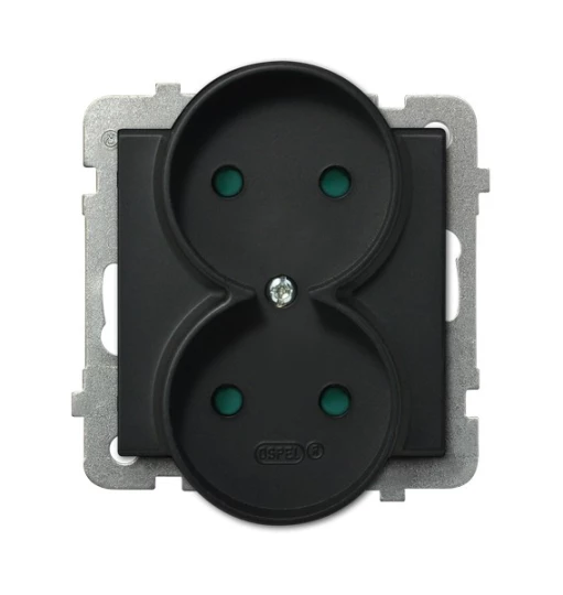 SONATA Gniazdo podwójne b/u z przesłonami czarny metalik GP-2RRP/m/33