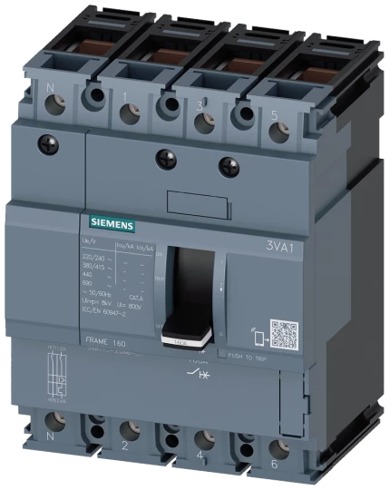 Wyłącznik mocy 4P 100A Icu=36kA 415V AC wyzwalacz TM210 LI przyłącza ramowe 3VA1110-4ED46-0AA0