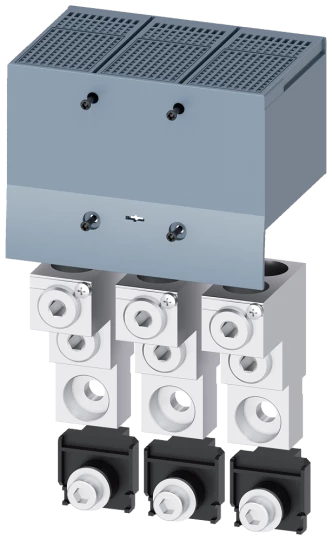 Przyłącza tunelowe do podłączenia 2 przewodów Cu/Al z zaciskiem pomocniczym z osłoną 2x70-300mm2 3P do 3VA13/14/23/24 3VA9403-0J