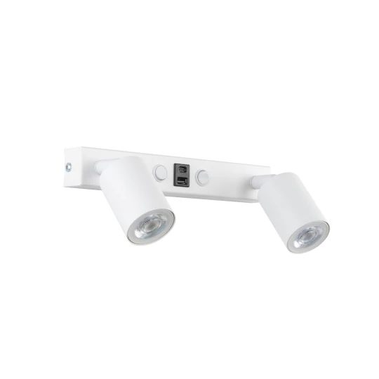Kinkiet ścienny TOP biały z dwoma reflektorkami, włączniki, ładowanie USB 10276 TK Lighting