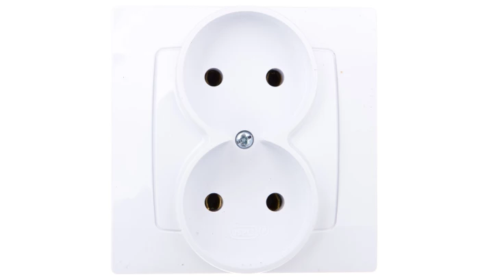 KARO Gniazdo podwójne b/u białe GP-2S/00