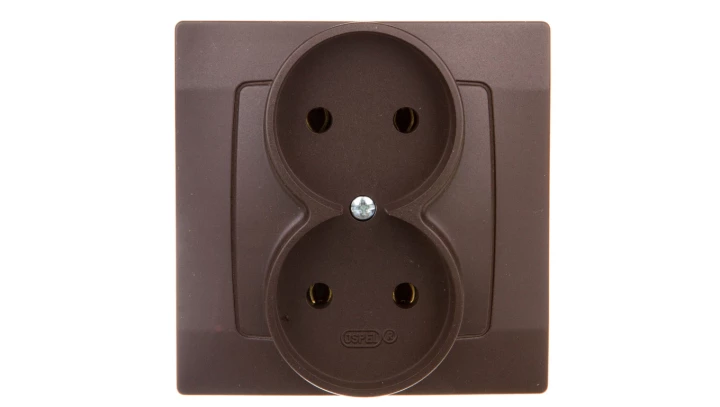 KARO Gniazdo podwójne b/u czekoladowy metalik GP-2S/40