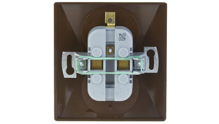 AKCENT Gniazdo podwójne z/u z niezamiennością faz brązowe GP-2AC/24