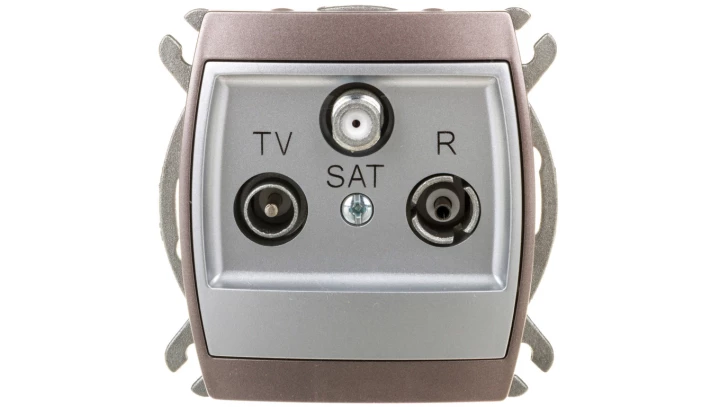 GAZELA Gniazdo antenowe RTV-SAT końcowe srebro/ tytan GPA-JS/m/18/23