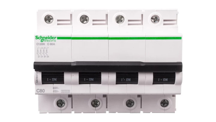 Wyłącznik nadprądowy 4P C 80A 6kA AC iC120N A9N18372