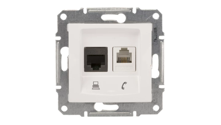 Sedna Gniazdo teleinformatyczne RJ11 RJ45 kat.5e UTP białe SDN5100121