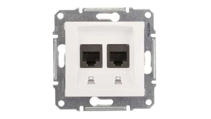 Sedna Gniazdo komputerowe podwójne RJ45 kat.5e UTP białe SDN4400121