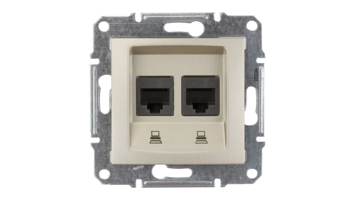 Sedna Gniazdo komputerowe podwójne RJ45 kat.5e UTP satynowe SDN4400168