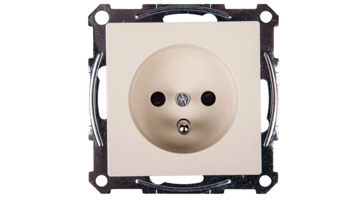 Merten System M Gniazdo pojedyncze z/u 16A IP20 z przesłonami kremowe MTN2600-0344
