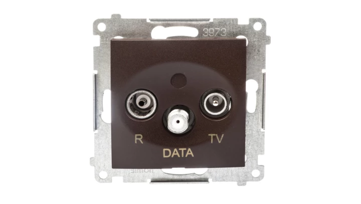 Simon 54 Gniazdo antenowe R/TV/DATA brąz mat DAD.01/46