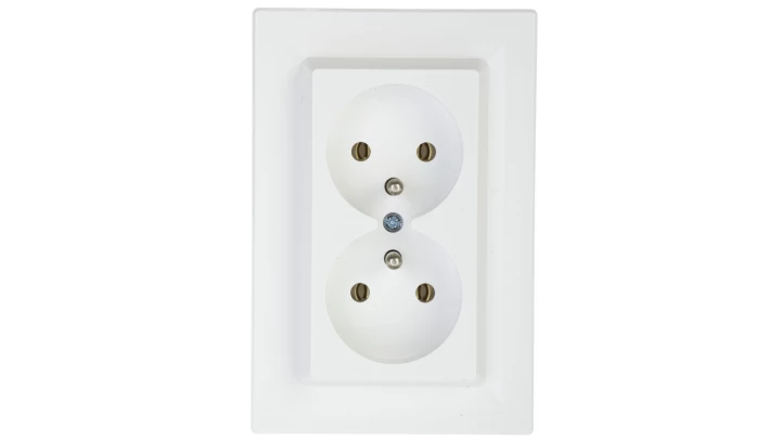 Gniazdo podwójne Asfora z/u białe z ramką EPH9800221