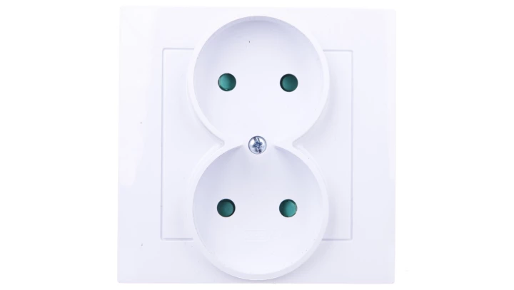 AS Gniazdo podwójne b/u z przesłonami białe GP-2GP/00