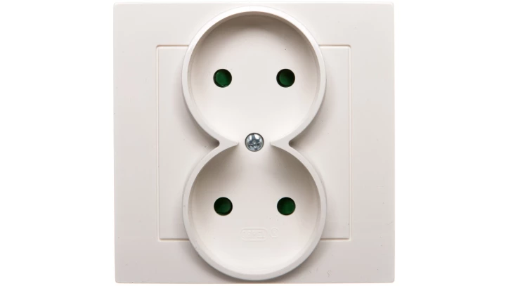 AS Gniazdo podwójne b/u z przesłonami ecru GP-2GP/27