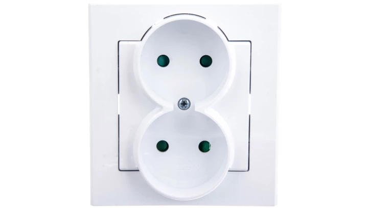 SONATA Gniazdo podwójne b/u z przesłonami białe GP-2RP/00