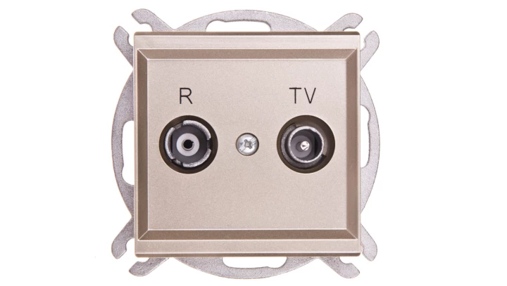 SONATA Gniazdo antenowe RTV zakończeniowe 10dB szampański złoty GPA-10RPZ/m/39