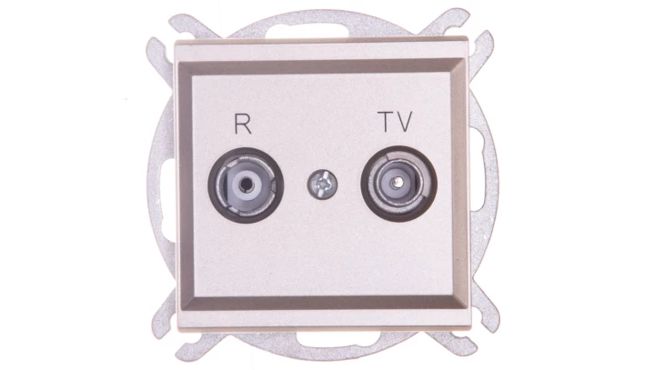 SONATA Gniazdo antenowe RTV przelotowe 14dB szampański złoty GPA-14RP/m/39