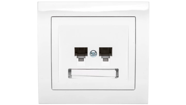 KIER Gniazdo telefoniczne podwójne RJ11 równoległe białe GPT-2WR/00