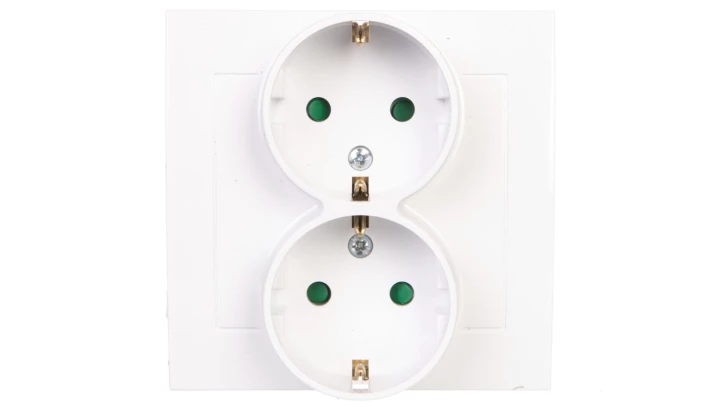 KIER Gniazdo podwójne b/u Schuko z przesłonami białe GP-2WSP/00