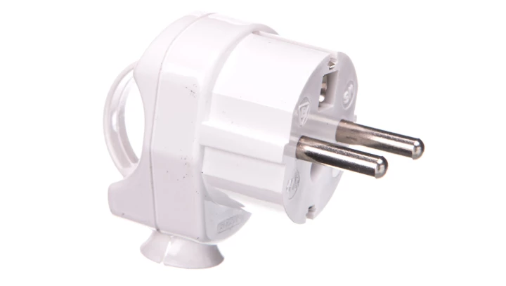 Wtyczka kątowa Uni-SCHUKO 2P+Z 16A 250V z uchem rozbieralna biała, AWA-WS/BIAŁA